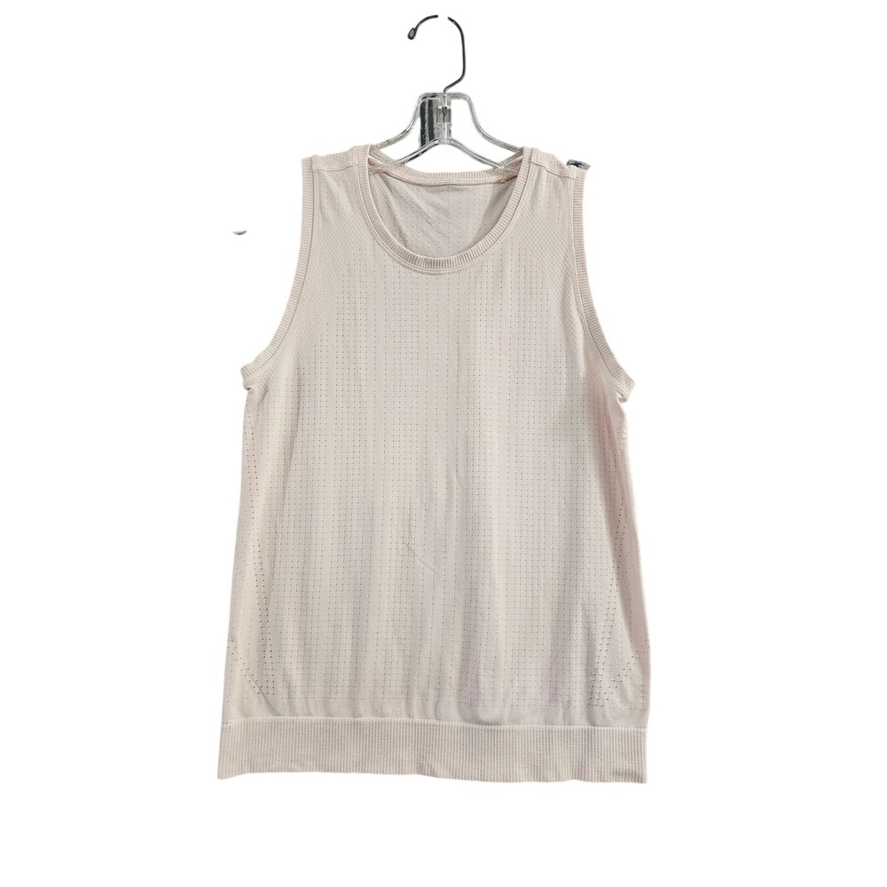 Athleta Renew Seamless Tank Top Women XXS Pink Solid Pointelle Mesh 657685 euc